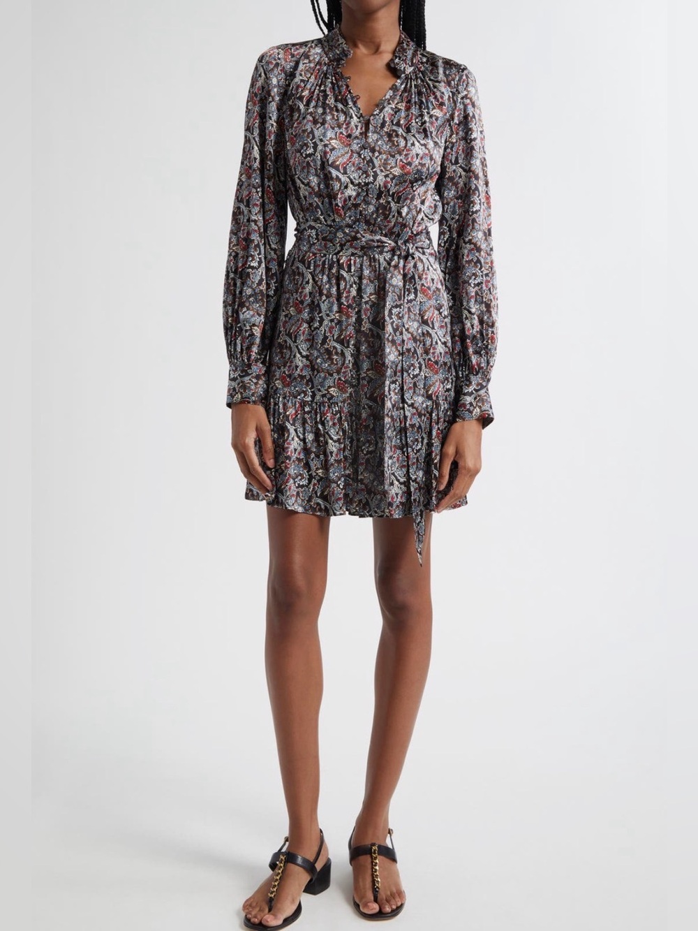 Veronica Beard Zoella Paisley Long Sleeve Silk Blend Minidress Size 6 NWT